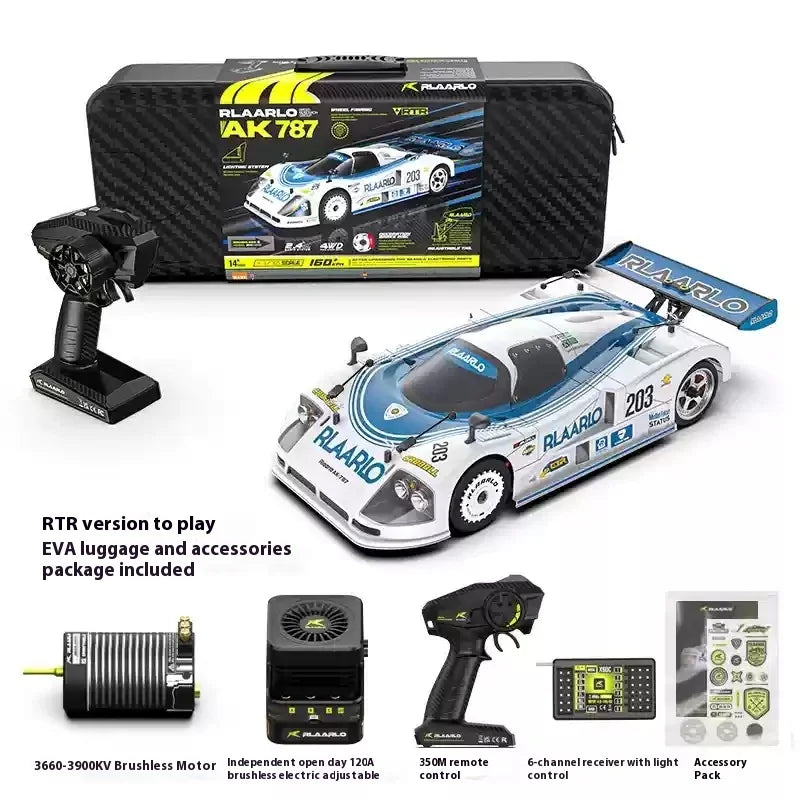 RLAARLO RC Cars AK-787 Flat Sports Car 1:10 Carbon Fiber Brushless Electric Professional Speed Racing Simulation Model Car Gift
