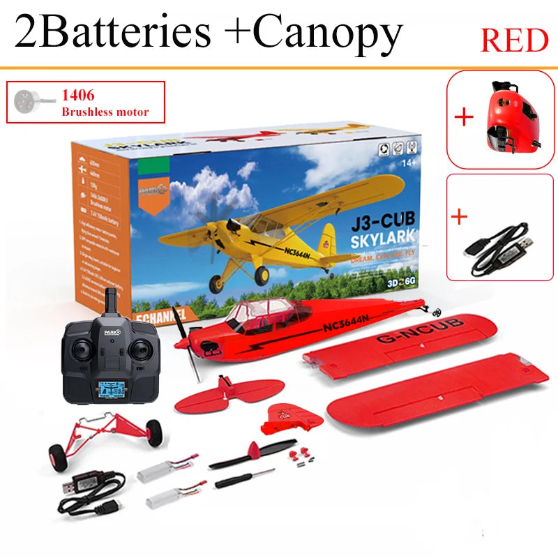 News Park10 J3-CUB RC Airplane RTF EPP RC 1406 Brushless Motor WLtoys A160 Upgrad 3D/6G System 650mm Wingspan Kit For Adult Gift