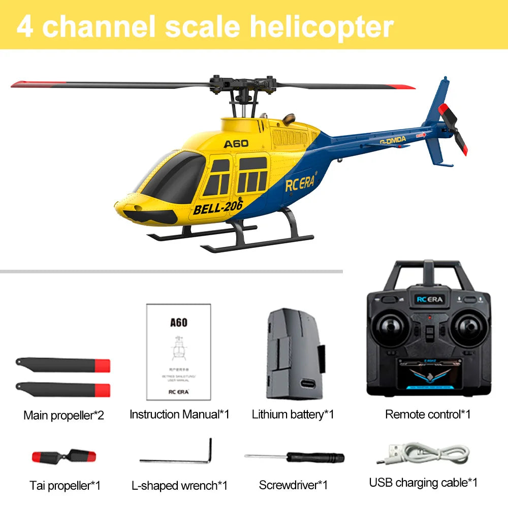 RC ERA A60 4CH Helicopter 1/42 BELL-206 Optical Flow Positioning 120M 6-Axis Gyro RC Plane