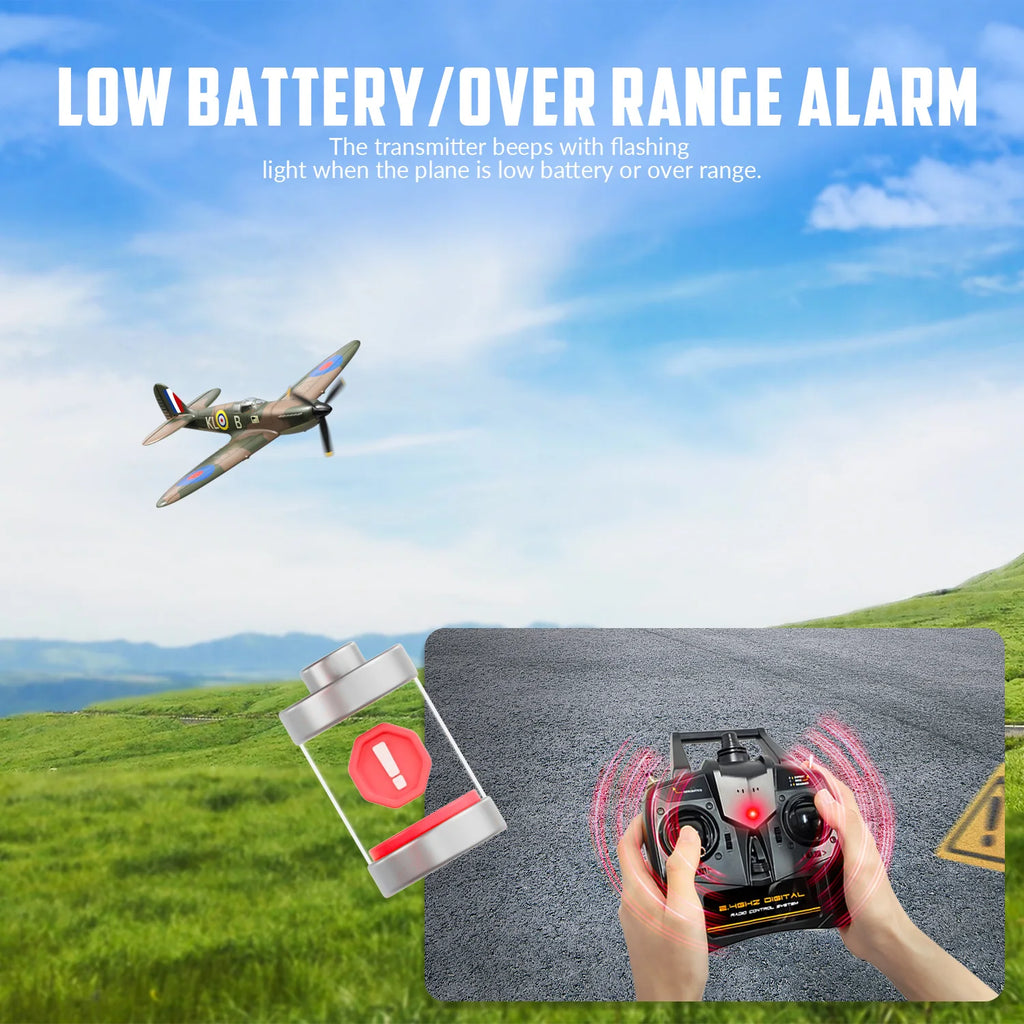 VOLANTEXRC RC Plane Spitefire 400 2.4Ghz 4CH 6-axis Stabilizer System For Beginner Remote Control Airplane 761-12 RTF