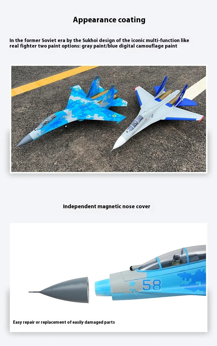 Xfly Double 50mm Su27 Twin Engine Jet Fighter Rc Plane Remote Control Assembly Fixed Wing Model