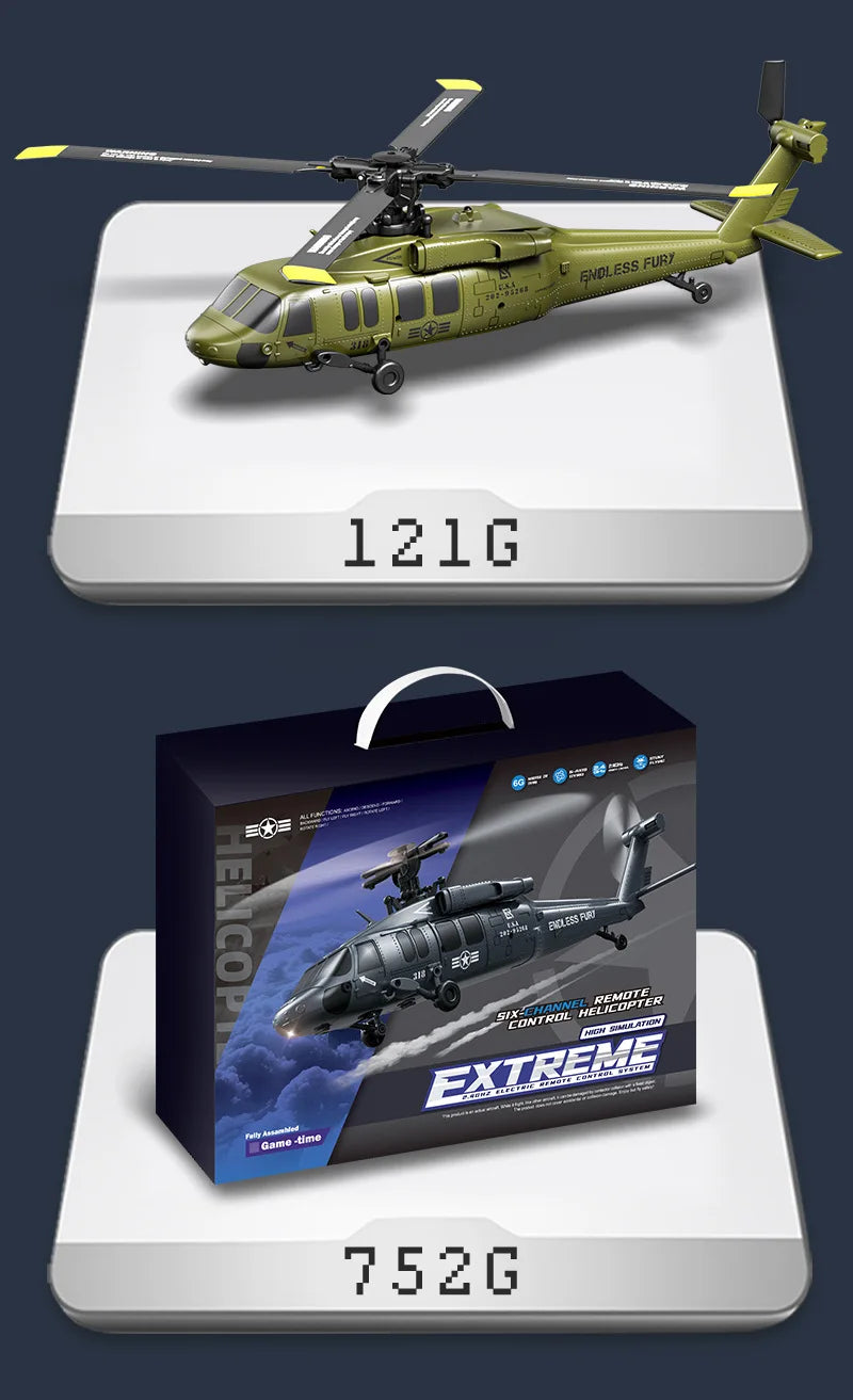 JJRC 6CH RC Helicopter UH-60L 6 Axes Aileron-free Design Fighter Jet With Brushless Motor One Key Takeoff 3D Roll Airlane Toy