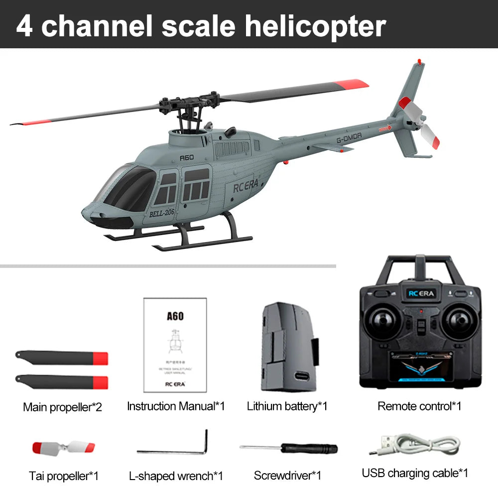 RC ERA A60 4CH Helicopter 1/42 BELL-206 Optical Flow Positioning 120M 6-Axis Gyro RC Plane