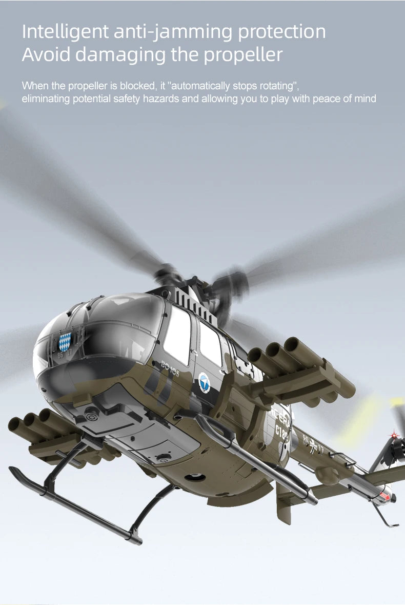 RC ERA 1:25 C180 RC Helicopter BO105 6CH Brushless with Optical Flow Positioning 3D Stunt Single Propeller No Aileron Plane Toys
