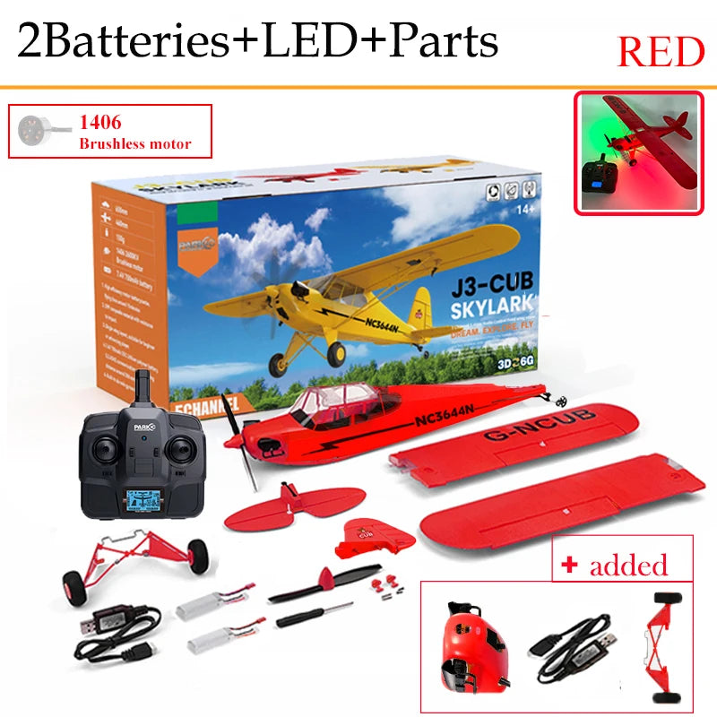 News Park10 J3-CUB RC Airplane RTF EPP RC 1406 Brushless Motor WLtoys A160 Upgrad 3D/6G System 650mm Wingspan Kit For Adult Gift