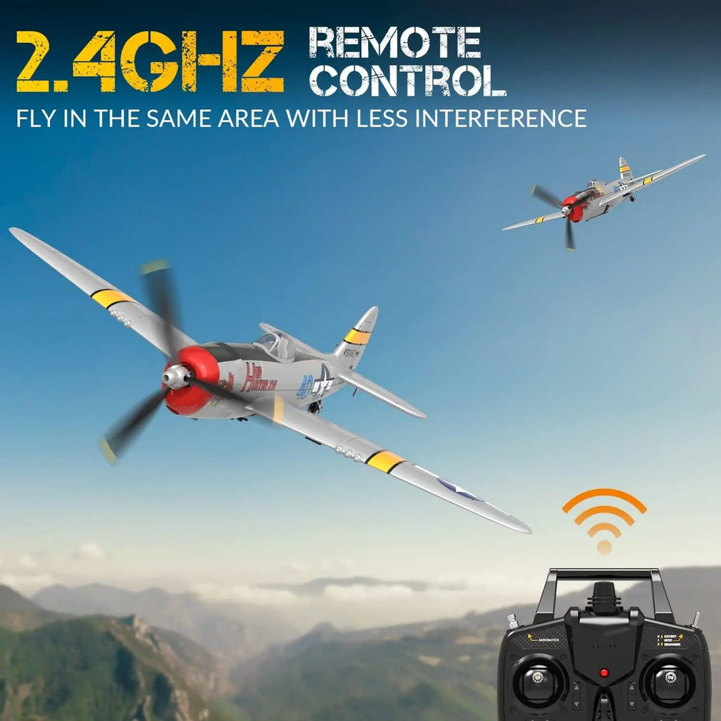 P47 Thunderbolt RC Plane 2.4G 4Ch RC Fighter 400mm Wingspan P47 RTF Aircraft One-key Aerobatic RC Warbird Airplane Toys Gifts