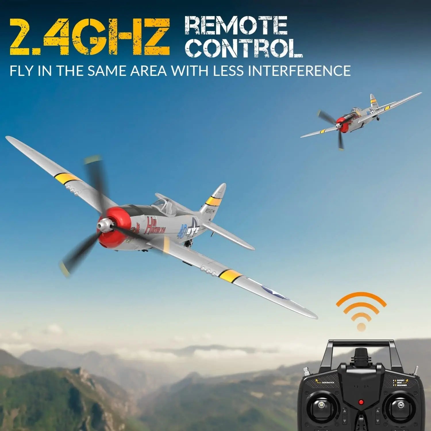 P47 Thunderbolt RC Plane 2.4G 4Ch RC Fighter 400mm Wingspan P47 RTF Aircraft One-key Aerobatic RC Warbird Airplane Toys Gifts