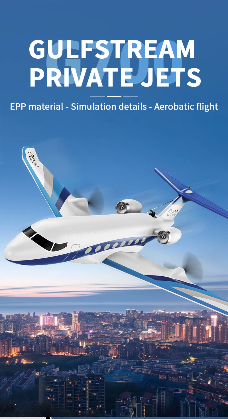 NEW G700 RC Plane Private Jet 3CH Remote Control Glider Gulfstream G700 RTF RTF 6-axis Gyro Stabilizer Airplane Toys Kids Adults
