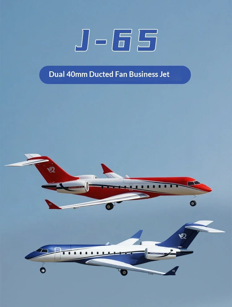 In Stock Xfly Electric Rc Airplane Dual 40mm-J65 Business Jet Fixed Wing Outdoor Scale Model For Adult Rc Hobby Enthusiasts
