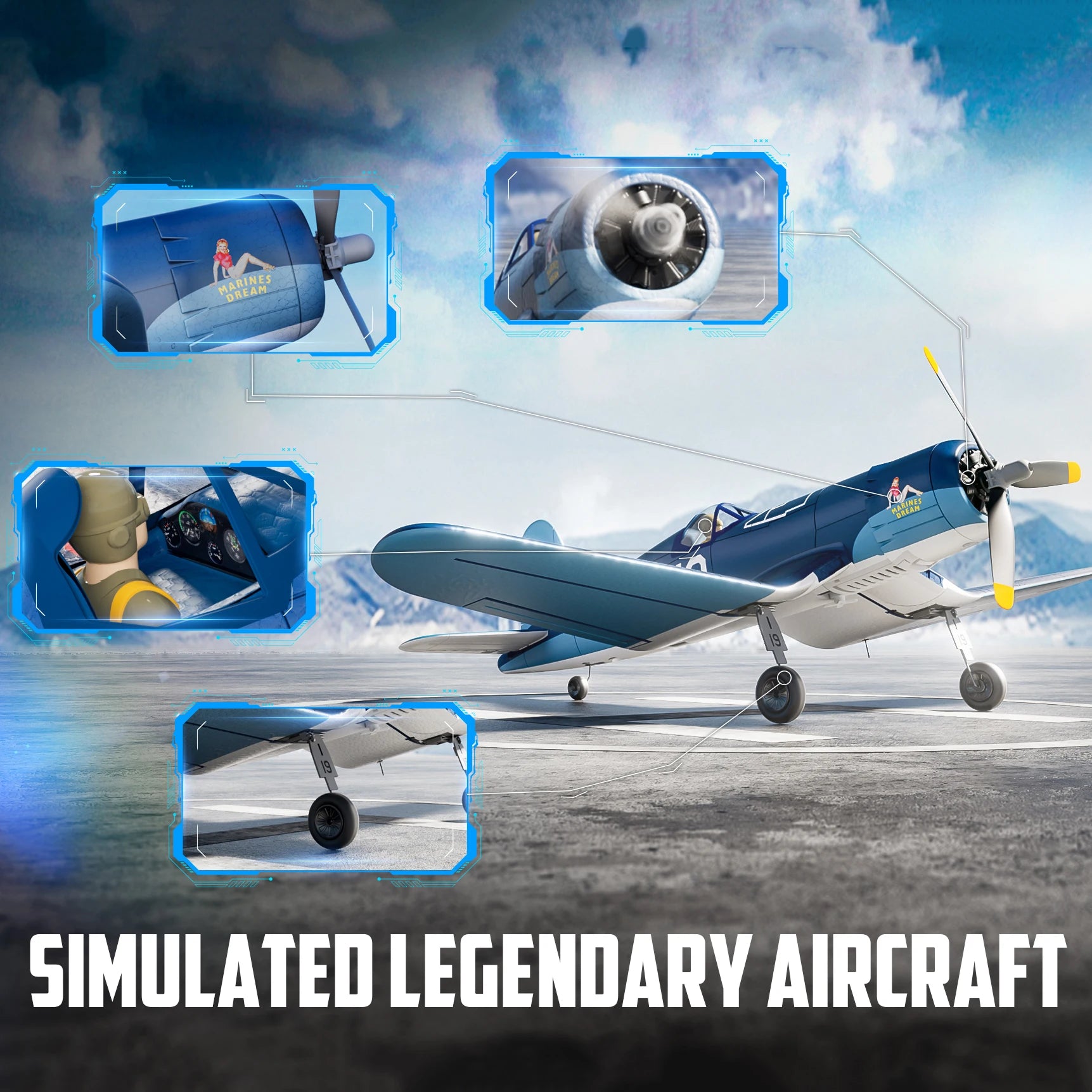 New Volantex F4U Corsair RC Plane With Brushless motor 2.4G 4CH 500MM Fixed Wingspan EPP Foam RC Aircraft One Key Aerobatic