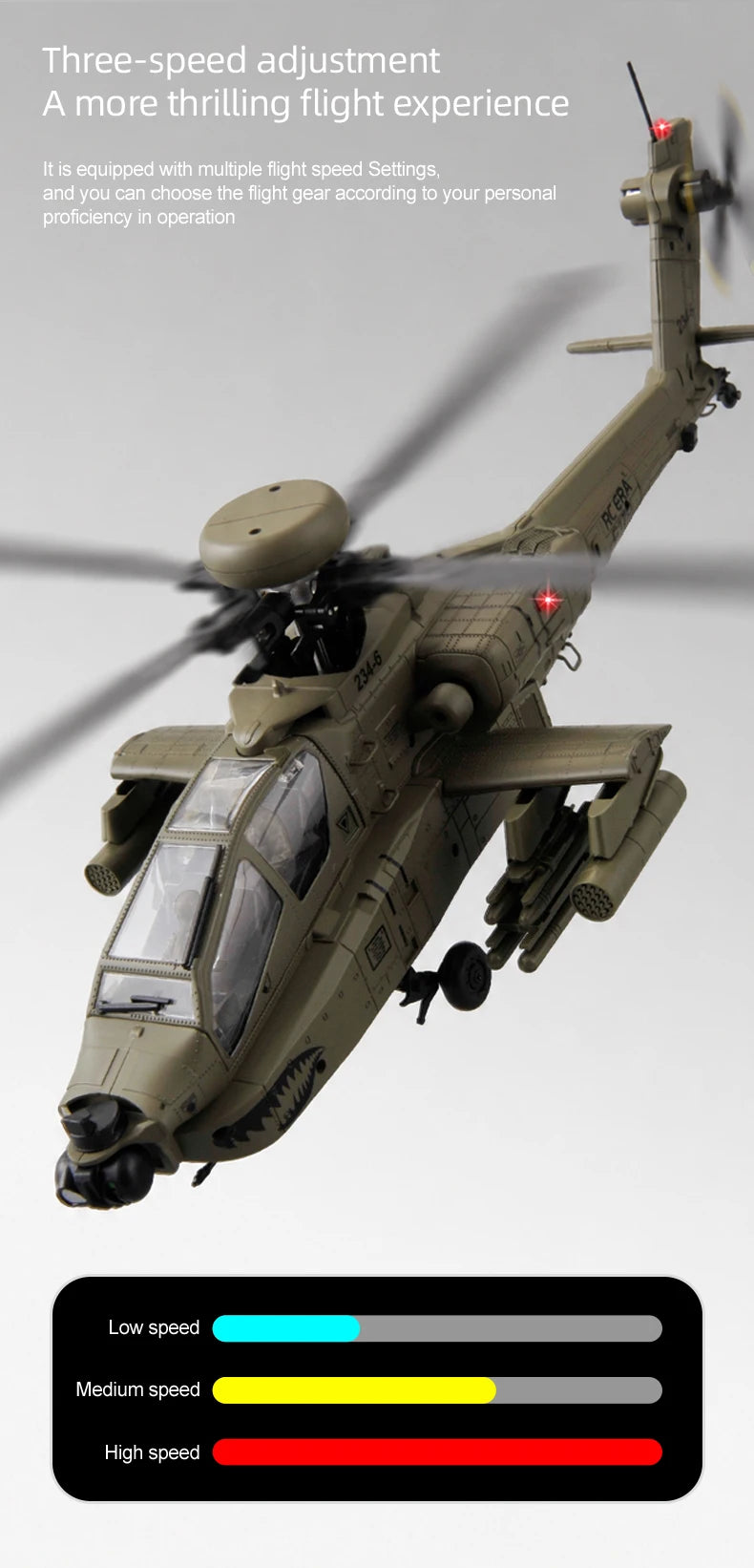 RC Helicopter C170 1:48 RC ERA Apache Remote Control Armed Helicopter Optical Flow Positioning 6CH Brushless Aircraft Model Toy