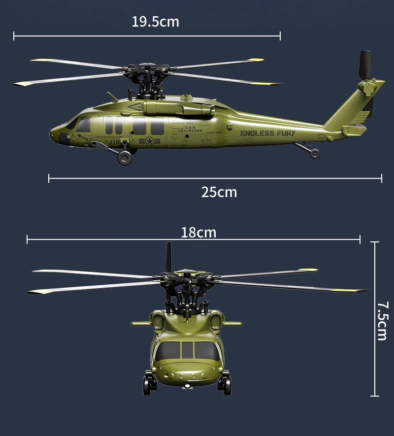 JJRC 6CH RC Helicopter UH-60L 6 Axes Aileron-free Design Fighter Jet With Brushless Motor One Key Takeoff 3D Roll Airlane Toy