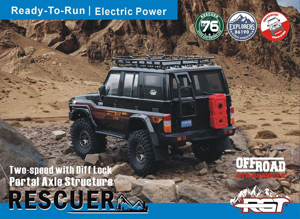 RGT EX86190 RC Cars Off-Road Vehicle: Rescuer 1/10 4WD Simulated Climbing Car LC76 Electric RC Model - Great Gift for Children