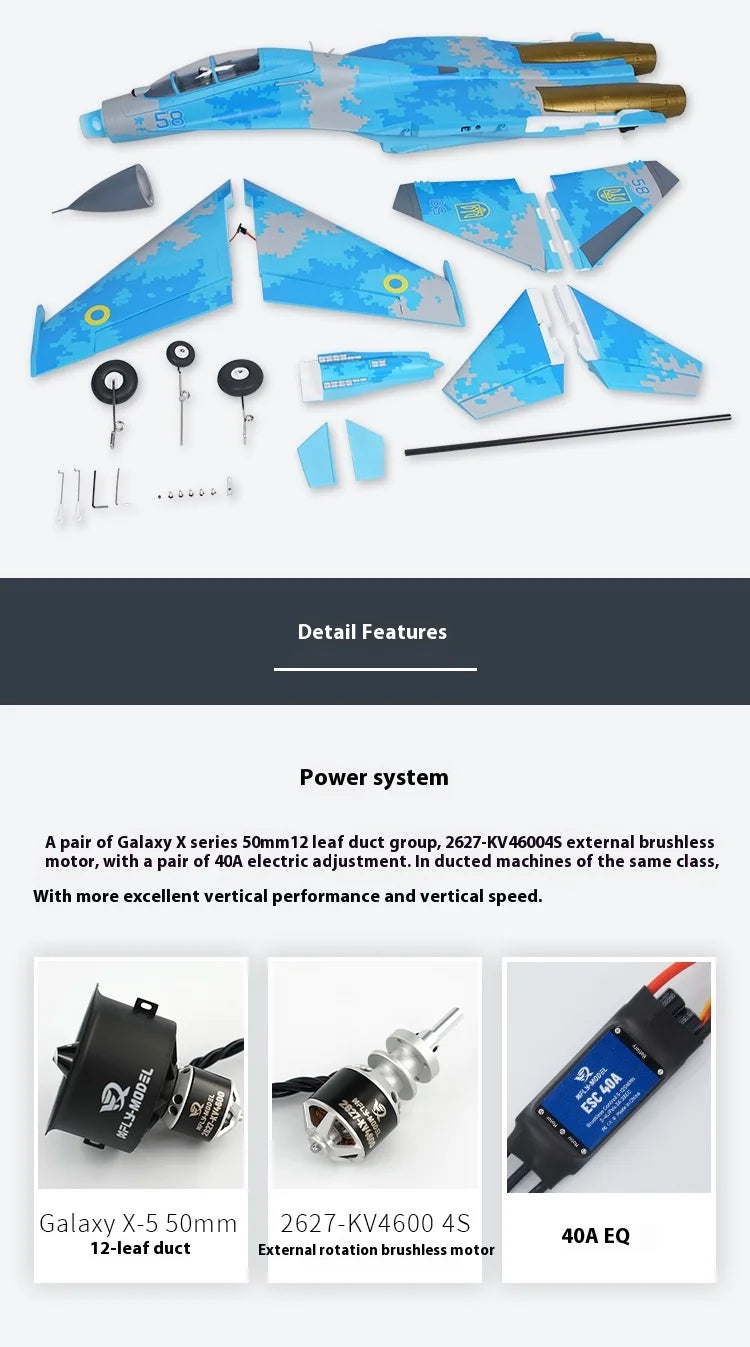 Xfly Double 50mm Su27 Twin Engine Jet Fighter Rc Plane Remote Control Assembly Fixed Wing Model