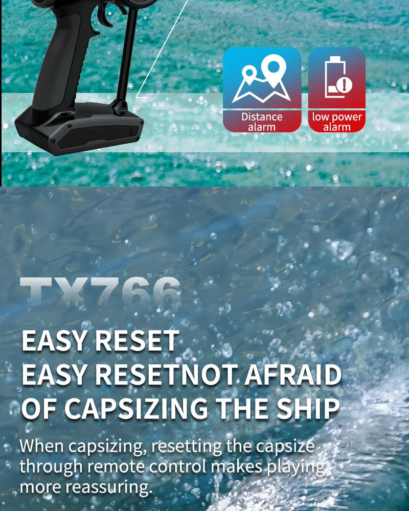 TX766 Brushless RC Boat 40km/h High Speed Big Power Waterproof Electric Toy Boat Model Low Battery Reminder Metal Rudder Gifts