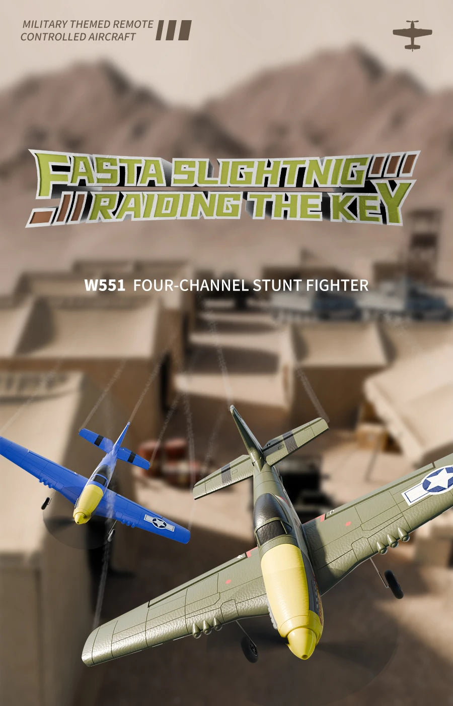 P51 Mustang RC Plane 2.4G 4CH 6 Axis EPP Foam 410MM Fixed Wingspan One Key Aerobatic RC Fighters Glider Toys Gifts