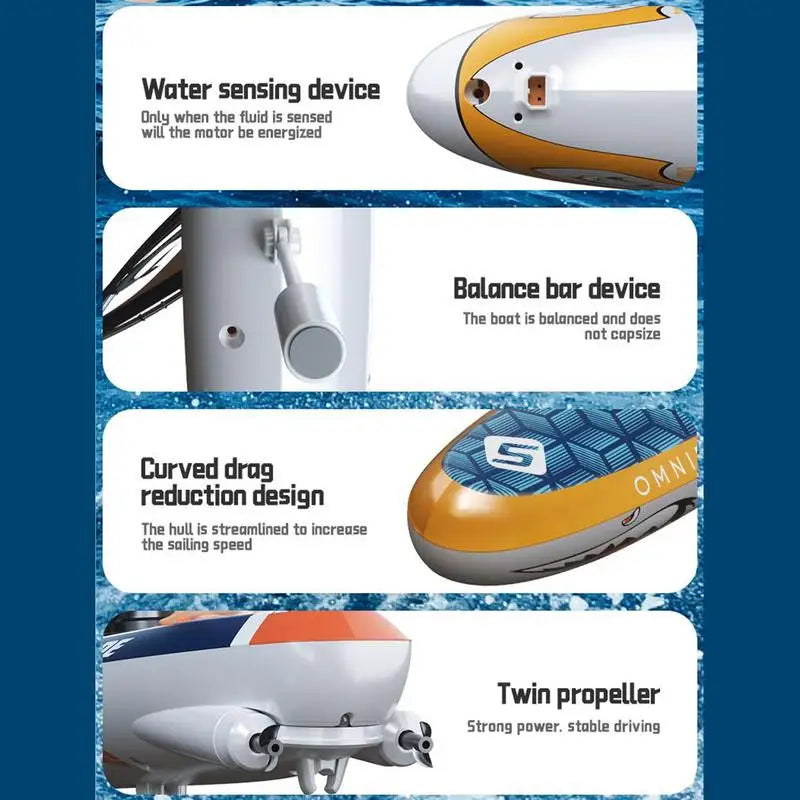 Rc Boat 2.4Ghz Remote Control Sailboats Swing Doll Surfboard Waterproof Pool Sailing Game With Led Lights Beach Toys For Kids
