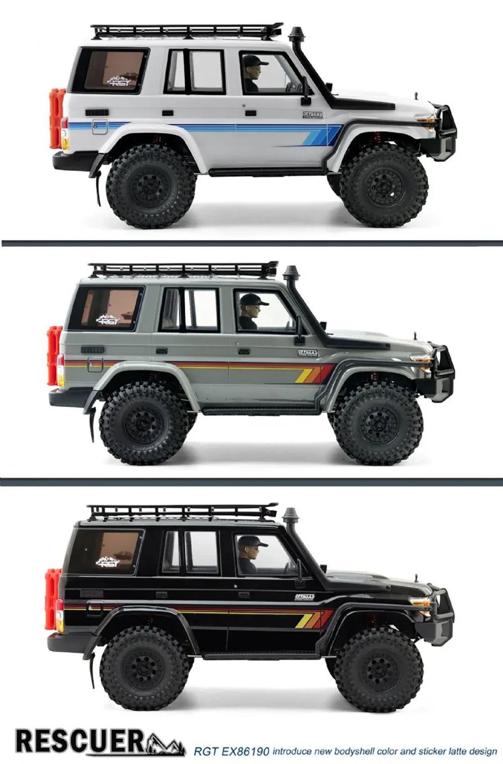 RGT EX86190 RC Cars Off-Road Vehicle: Rescuer 1/10 4WD Simulated Climbing Car LC76 Electric RC Model - Great Gift for Children