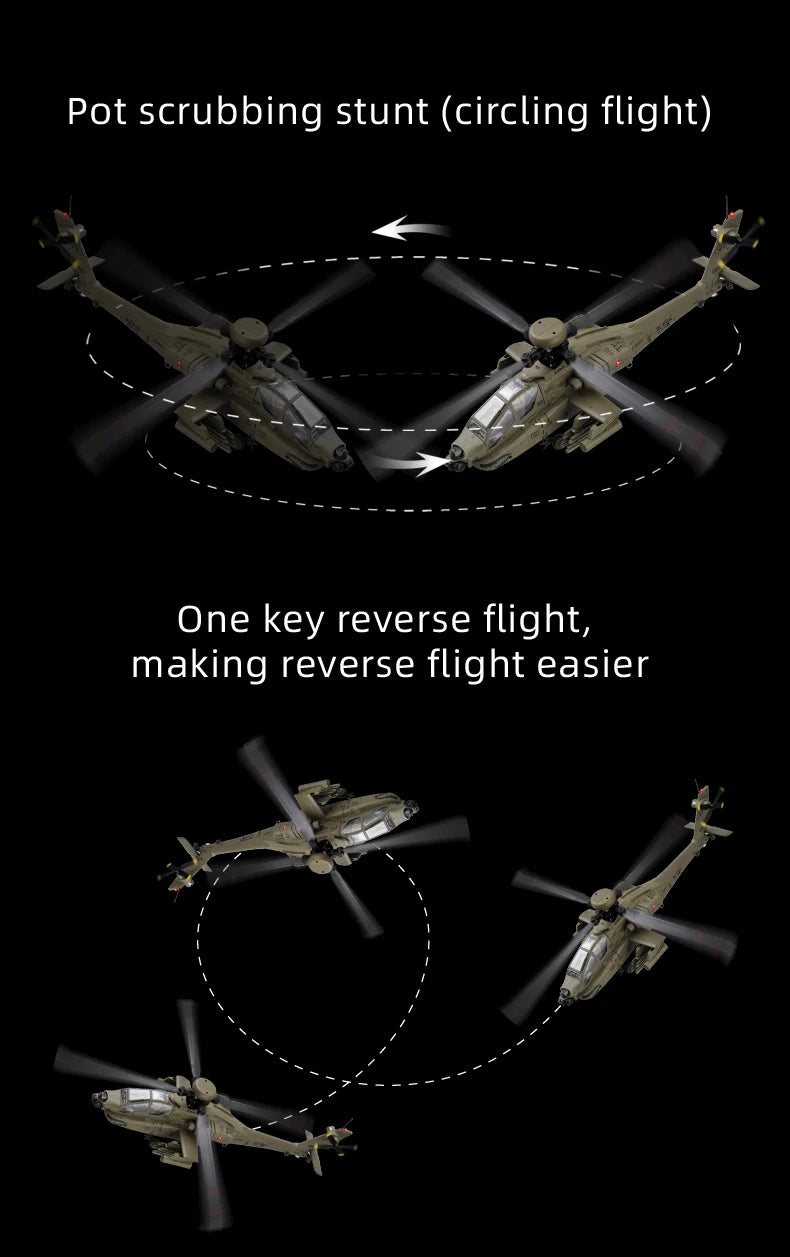 RC Helicopter C170 1:48 RC ERA Apache Remote Control Armed Helicopter Optical Flow Positioning 6CH Brushless Aircraft Model Toy