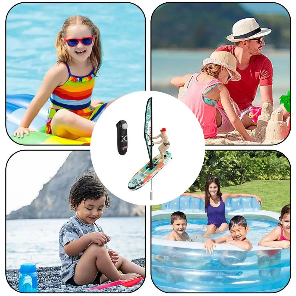 Rc Boat 2.4Ghz Remote Control Sailboats Swing Doll Surfboard Waterproof Pool Sailing Game With Led Lights Beach Toys For Kids
