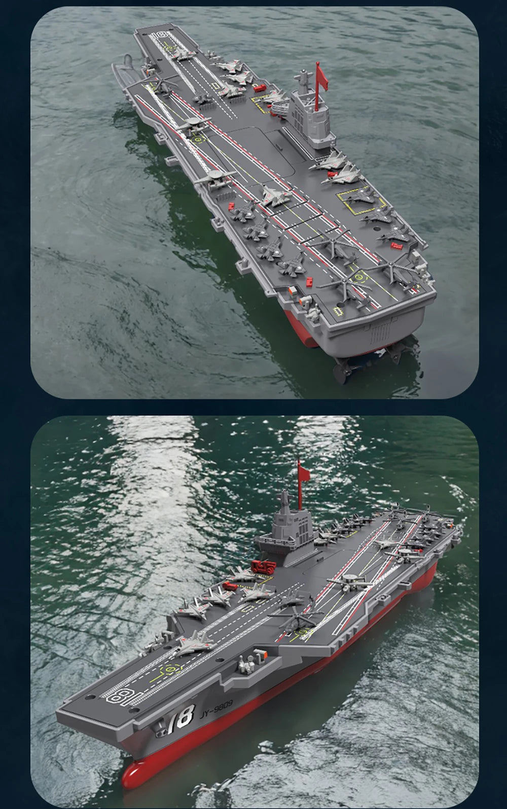 9IMOD RC Aircraft Carrier 2.4G Dual Motor 20Km/h 60M High-Density Waterproof Simulation Boat Model Creative Holiday Gift Toys