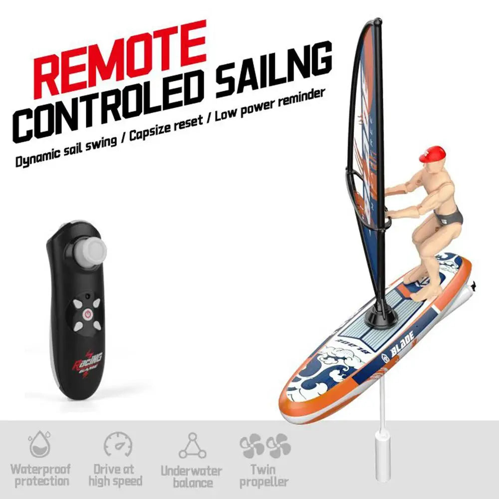 Rc Boat 2.4Ghz Remote Control Sailboats Swing Doll Surfboard Waterproof Pool Sailing Game With Led Lights Beach Toys For Kids