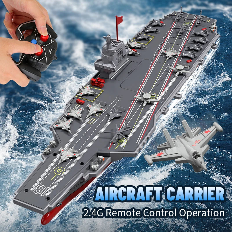 JJRC S19 RC Aircraft 2.4G Remote Control Battleship Boat RC Boat Auto Water Sensor Carrier Boat Toys Gift for Kids Boys