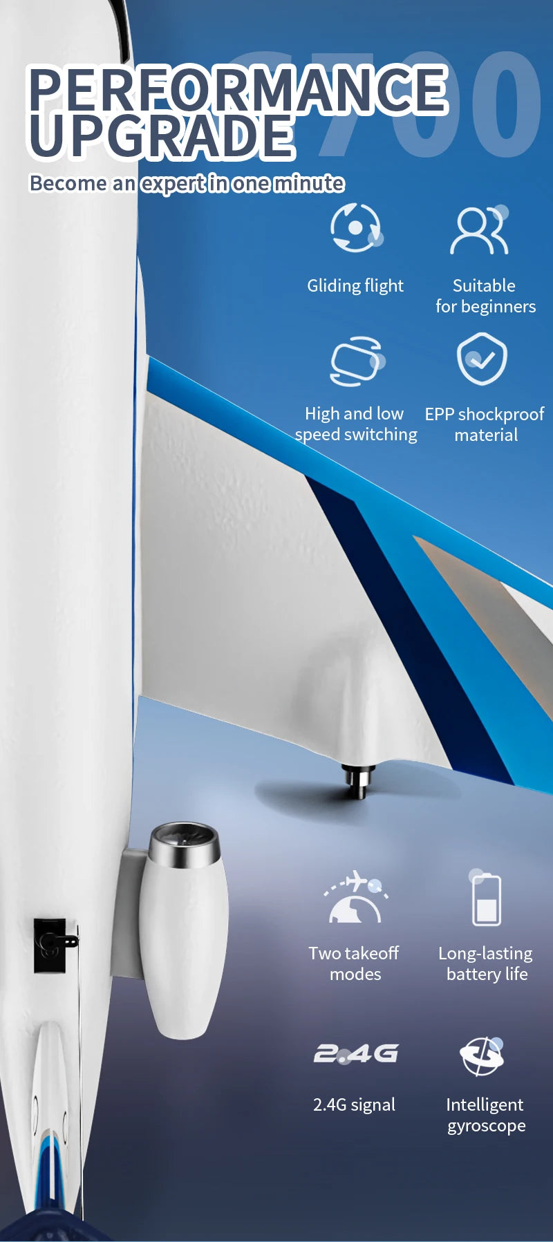 G700 Rc Plane Z67 Fixed-wing Rc Airplane Foam Toy Gulfstream 3-channel G700 Private Double Motor Control Airplane Model Gifts
