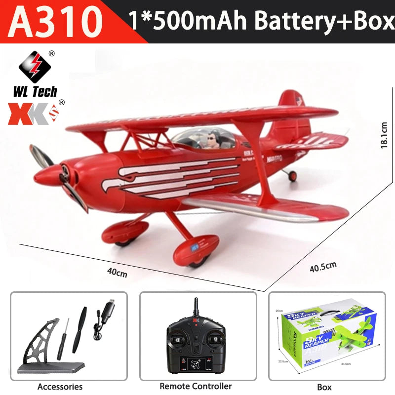 New 2026 WLtoys RC Airplane Brushless Motor 3D/6G with Gyroscope Biplane Four-Channel Plane Boy's Gift A310