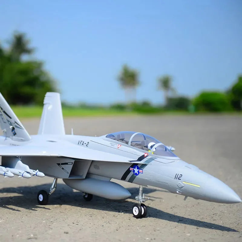 FMSRC RC Airplane 70mm F18 F/A-18F Super Hornet V2 Ducted Fan EDF Jet Scale Model Plane Aircraft PNP 6S 6CH with Retracts Flaps