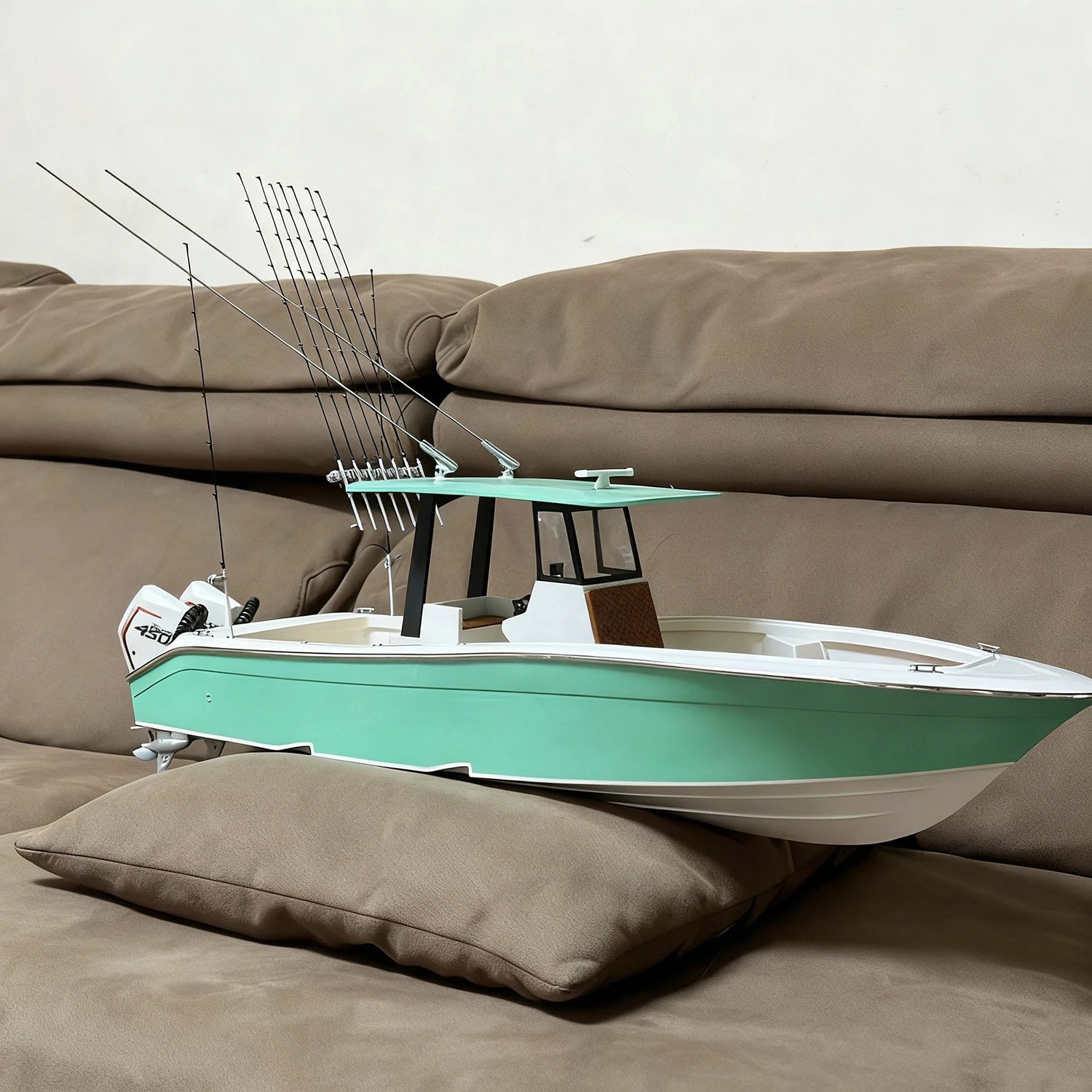RC Ships 74cm Double String Outboard Motor Remote Controlled Fishing Boat Model 3D Printed RC  Fishing Boat Model RTR Ship Toy