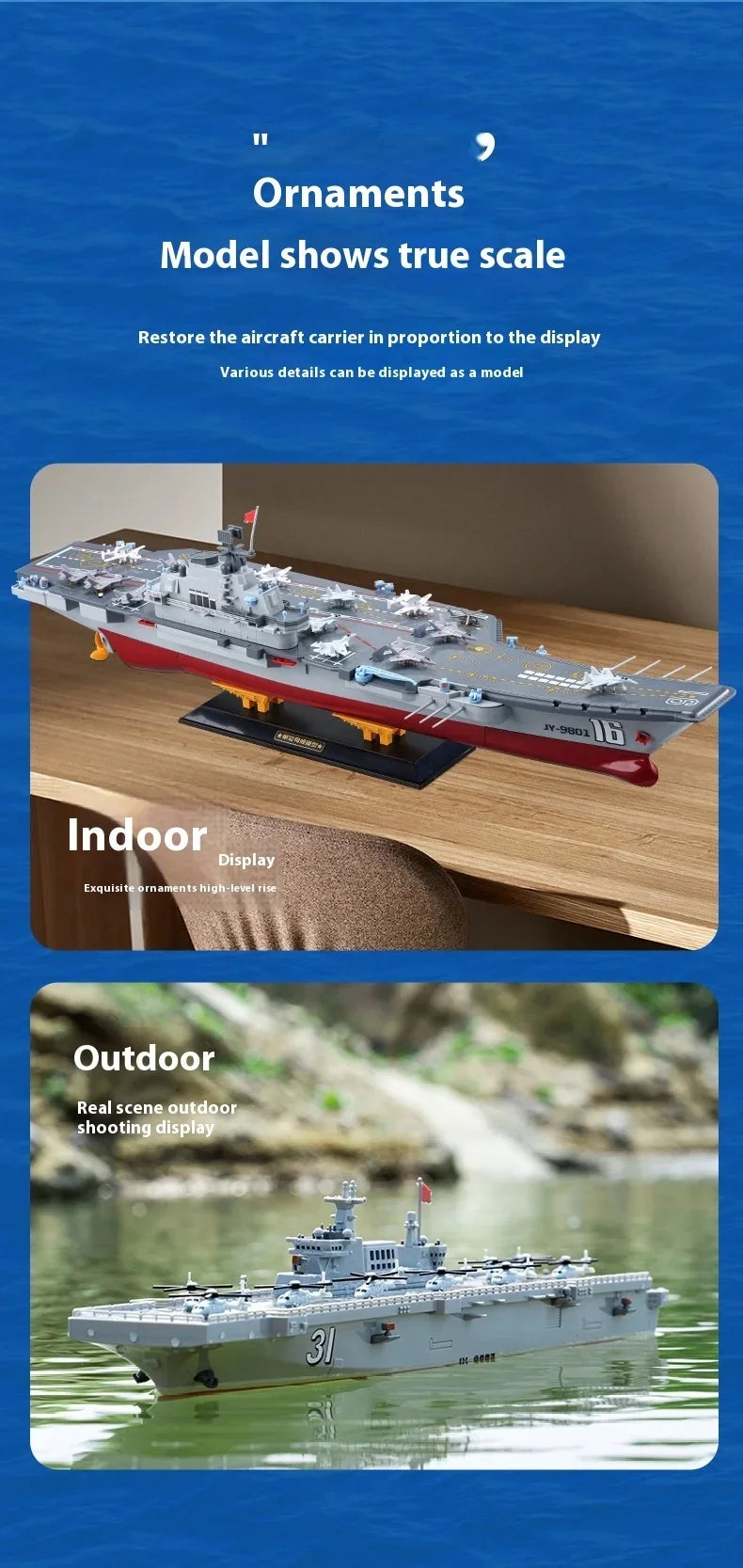 60CM Large RC Ship Simulation Destroyer Model Summer Water Spray Outdoor Toy For Kid Long Range Remote Control Ship Boy Gift