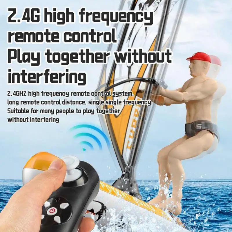 Rc Boat 2.4Ghz Remote Control Sailboats Swing Doll Surfboard Waterproof Pool Sailing Game With Led Lights Beach Toys For Kids