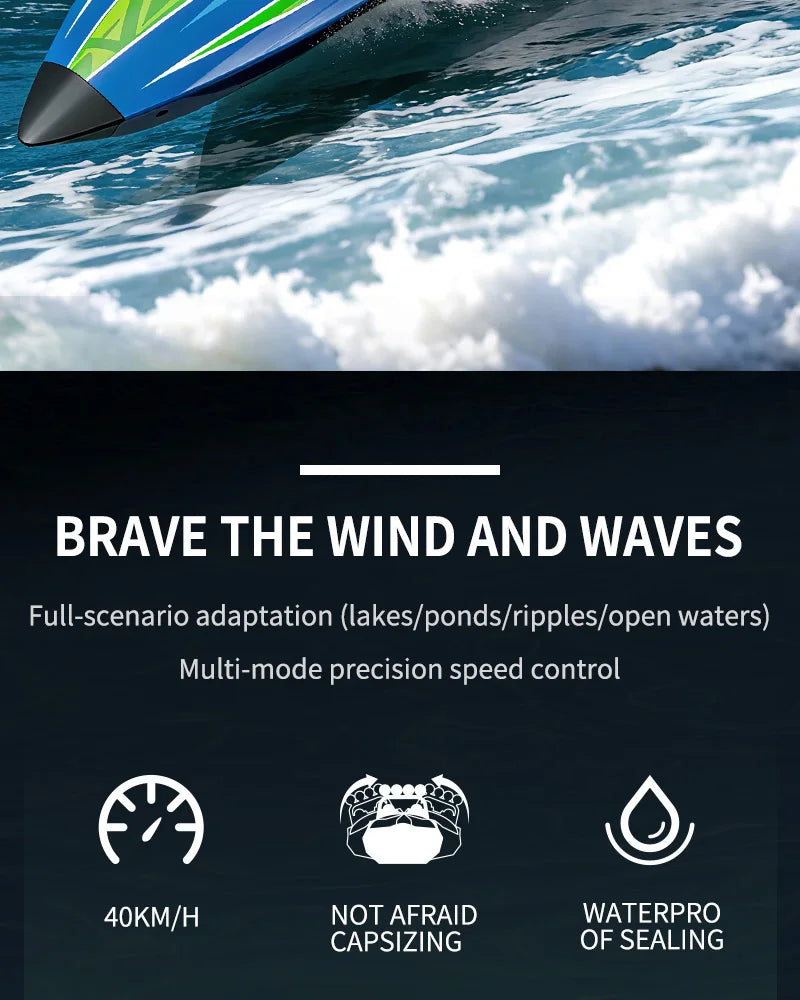 TX766 Brushless RC Boat 40km/h High Speed Big Power Waterproof Electric Toy Boat Model Low Battery Reminder Metal Rudder Gifts