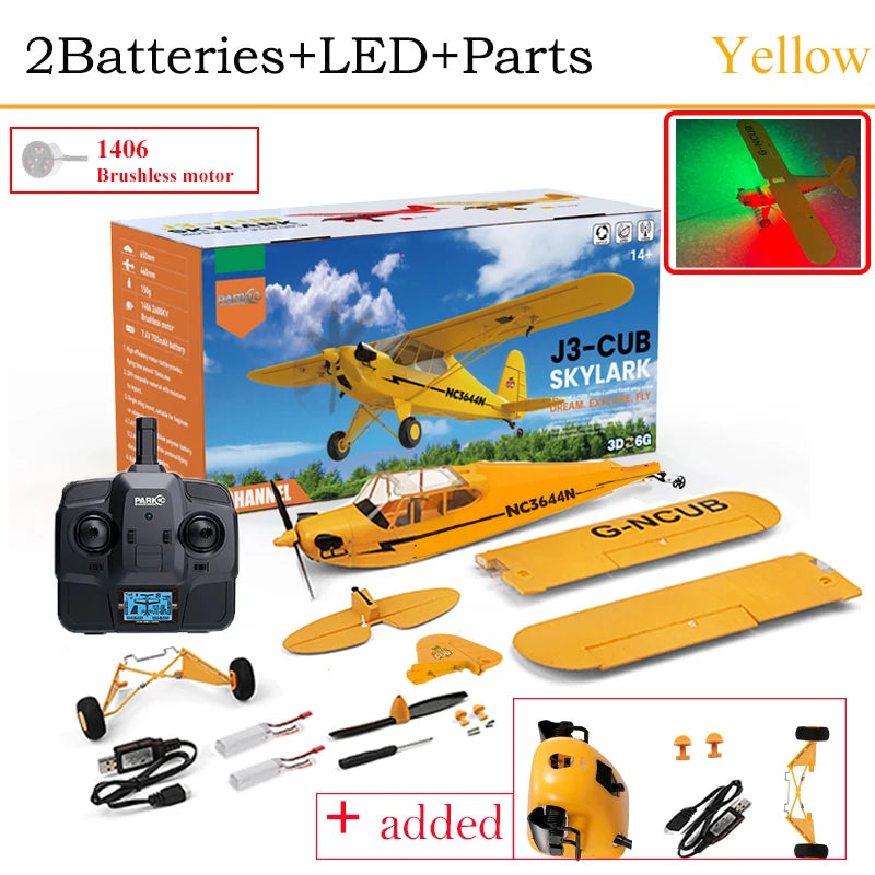 News Park10 J3-CUB RC Airplane RTF EPP RC 1406 Brushless Motor WLtoys A160 Upgrad 3D/6G System 650mm Wingspan Kit For Adult Gift