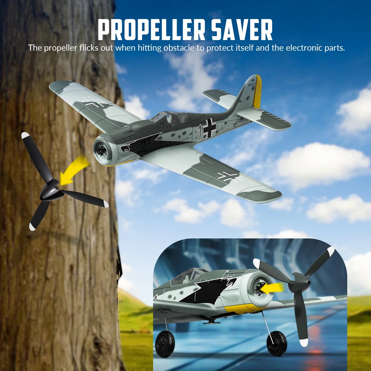 VOLANTEX RC FW190 Fighter Toy Set Ready to Fly Remote Control Airplane Kids Boys