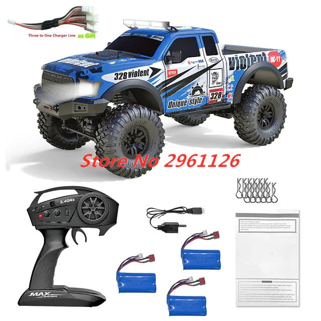 47CM Large RC Climbing Car 4WD 2.4G 1:10 Full Scale Multi-terrain Driving Remote Control Car Full Proportional Rock Crawler Toy