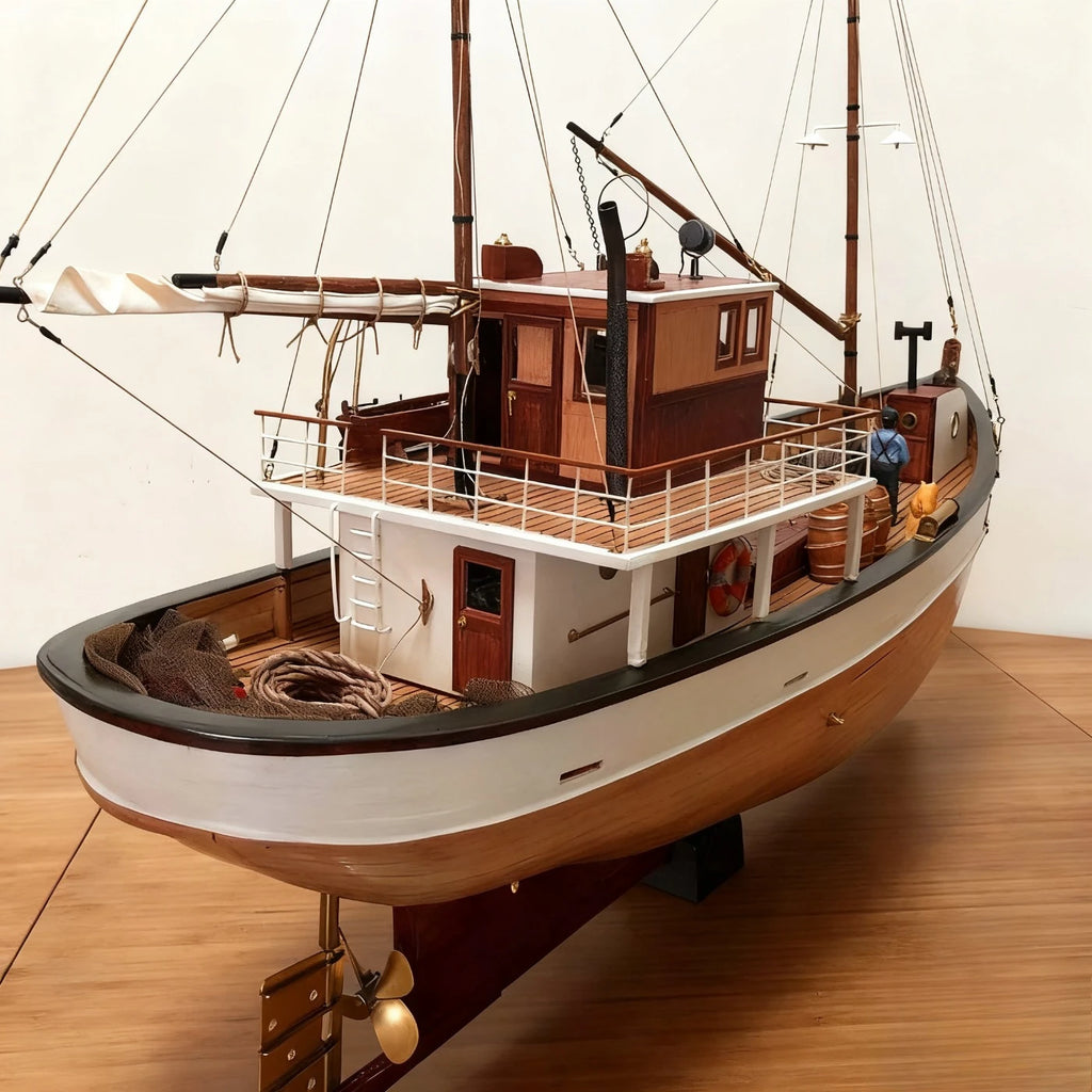 RC Ships113cm Artur RC Fishing Boat Meticulously Crafted Wooden RC Schiffe Model Kit Ship Toy