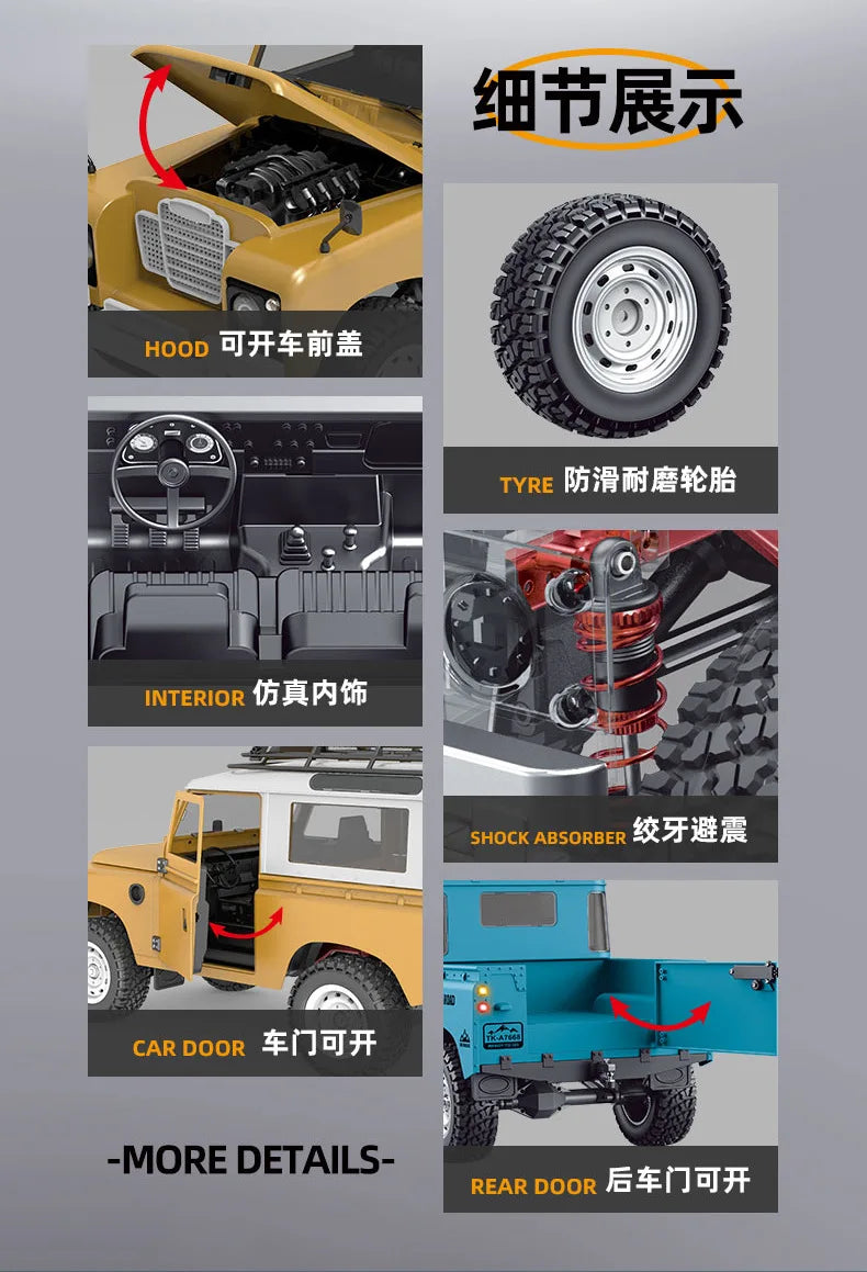 New 1:10 Full Scale Pickup 4X4 Professional Remote RC Defender Simulated Off-Road Climbing Vehicle RC CAR