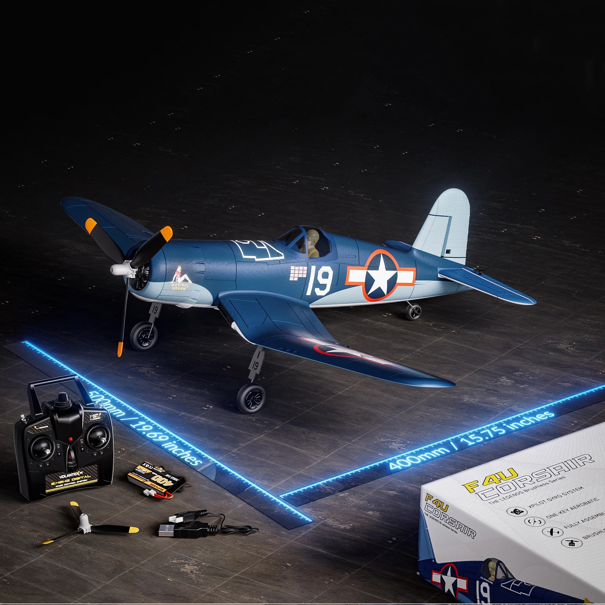 New Volantex F4U Corsair RC Plane With Brushless motor 2.4G 4CH 500MM Fixed Wingspan EPP Foam RC Aircraft One Key Aerobatic