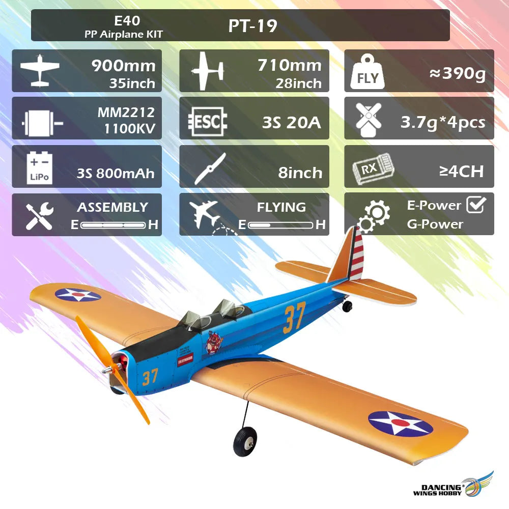 PP Foam RC Airplane Model Plane E40 900mm(35") Wingspan PT-19 Fairchild Remote Control Airplane Electric RC Aircraft Outdoor Toy