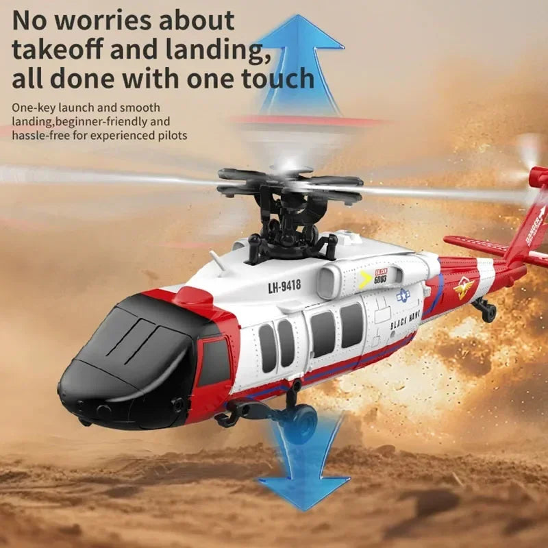 JJRC 6CH RC Helicopter UH-60L 6 Axes Aileron-free Design Fighter Jet With Brushless Motor One Key Takeoff 3D Roll Airlane Toy