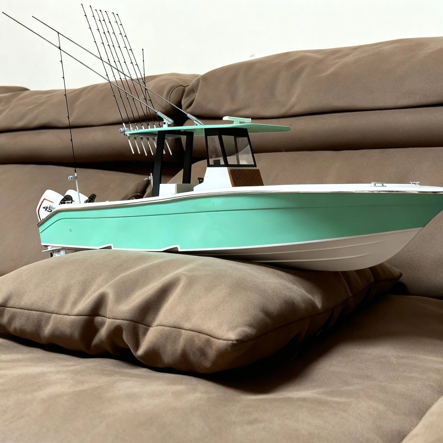 RC Ships 74cm Double String Outboard Motor Remote Controlled Fishing Boat Model 3D Printed RC  Fishing Boat Model RTR Ship Toy