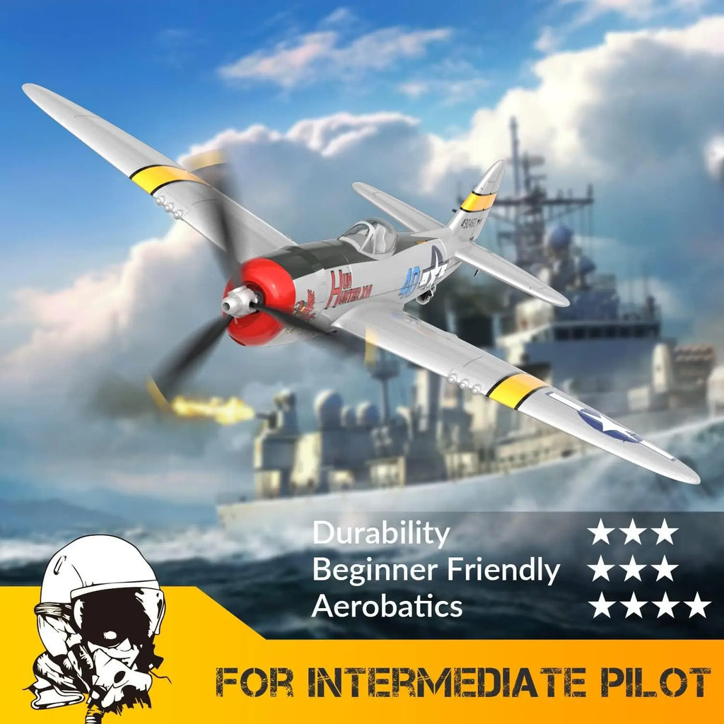 P47 Thunderbolt RC Plane 2.4G 4Ch RC Fighter 400mm Wingspan P47 RTF Aircraft One-key Aerobatic RC Warbird Airplane Toys Gifts