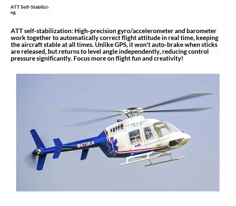 New Bell 407 Rc Helicopter Flywing 470 Scale Brushless RC Plane 4 Propellers 10CH With 4S 5000mAh RC Airplane Model Adults Gifts