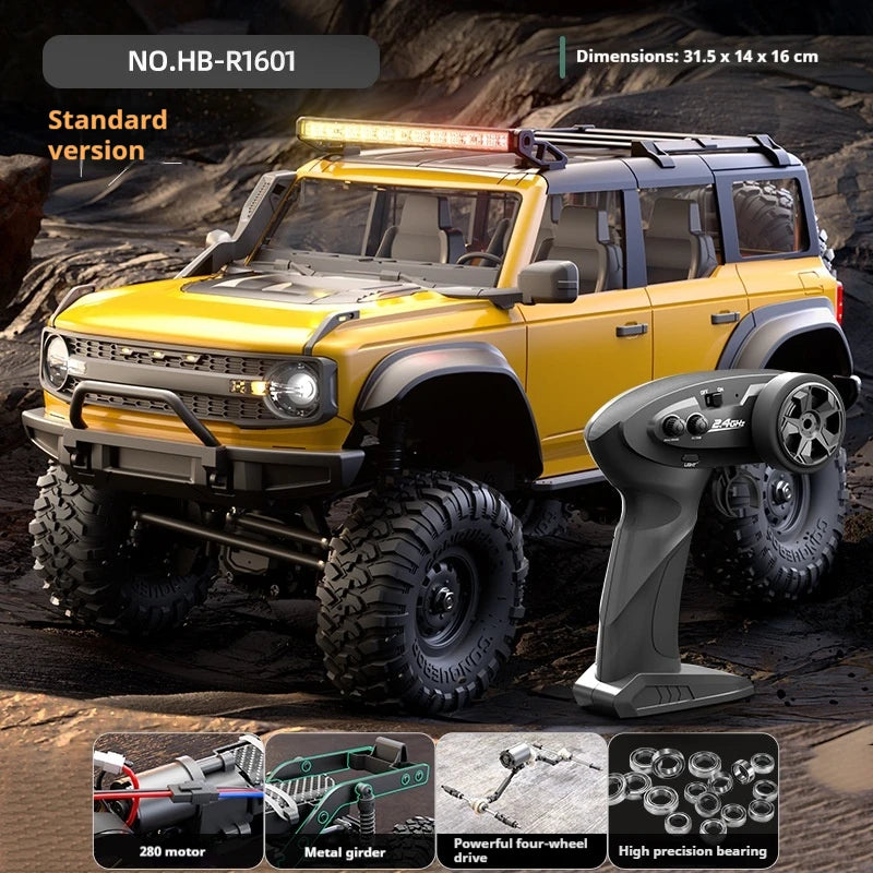 HB HuangBo RC Car RTR 1/16 Scale 4WD Off-Road Crawler Car Full Proportional Remote Control Electric Toy for Adults and Kids