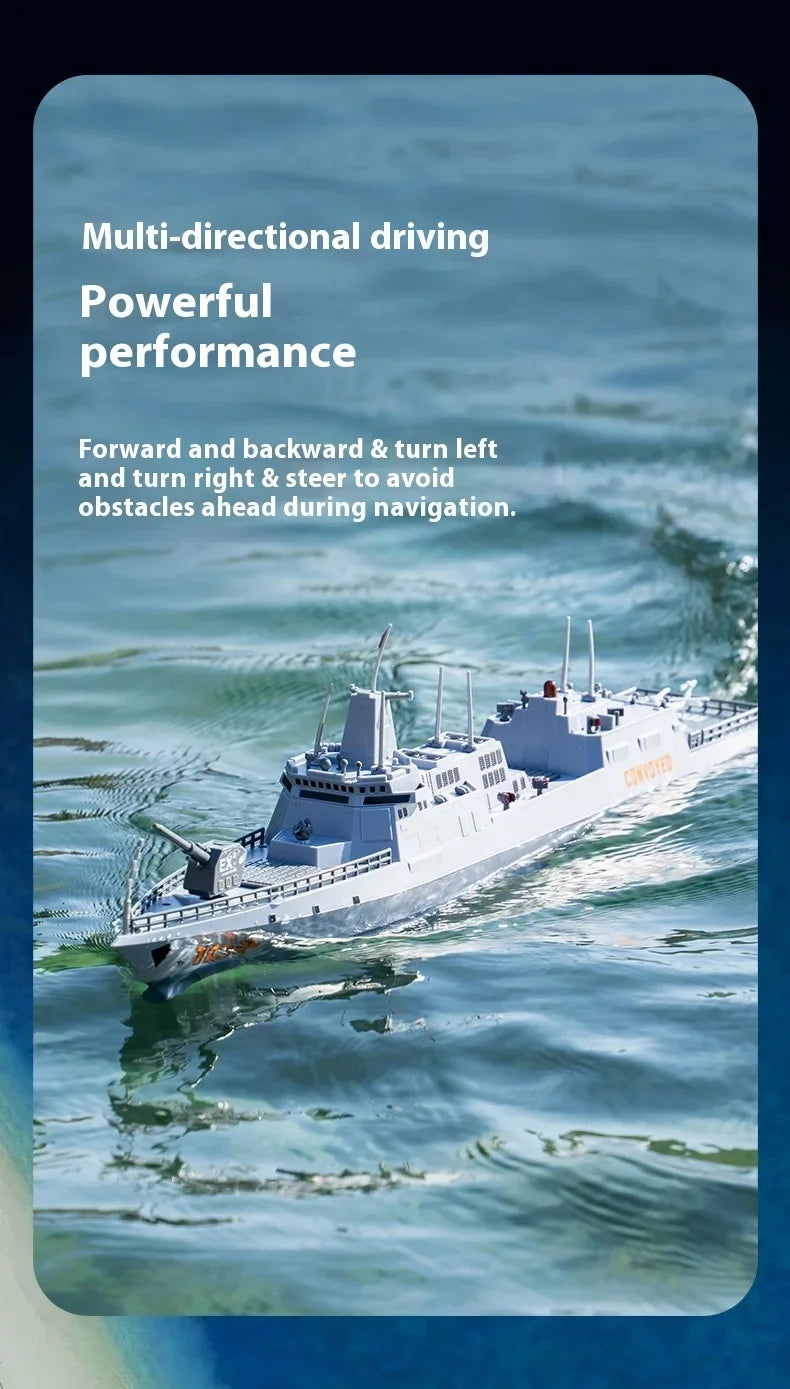 60CM Large RC Ship Simulation Destroyer Model Summer Water Spray Outdoor Toy For Kid Long Range Remote Control Ship Boy Gift