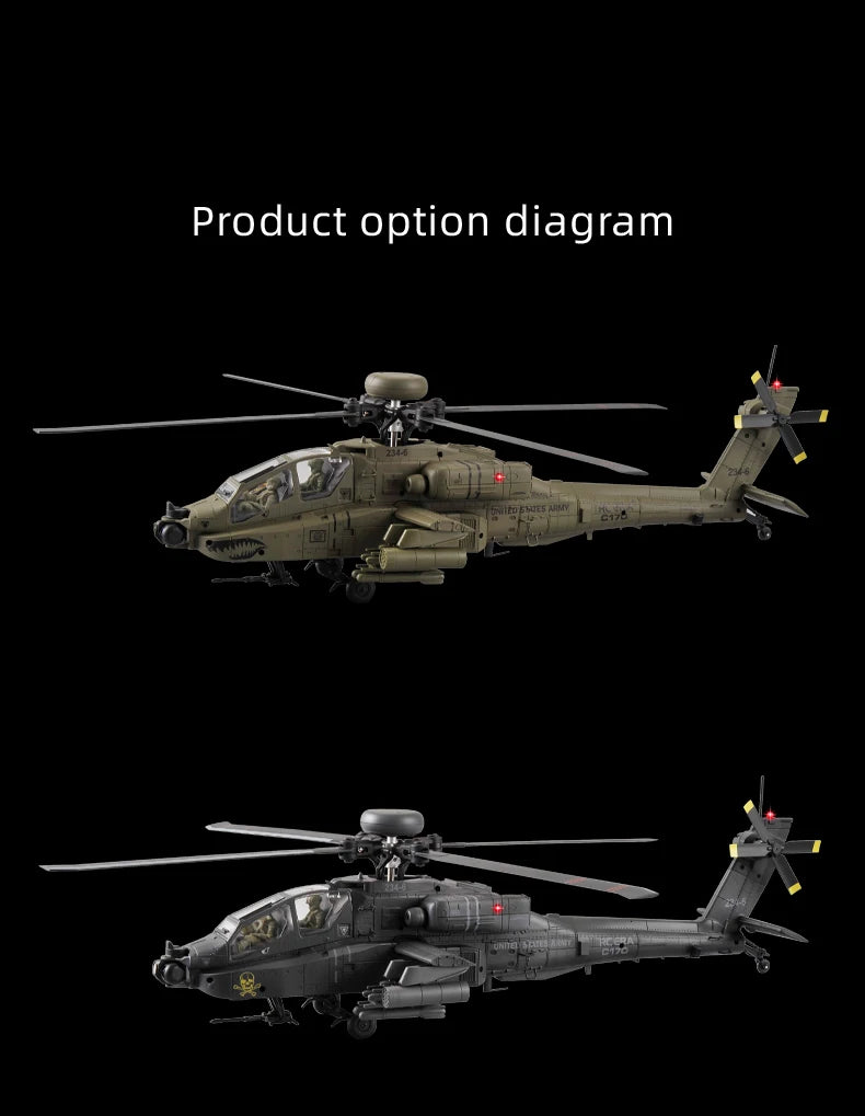 RC Helicopter C170 1:48 RC ERA Apache Remote Control Armed Helicopter Optical Flow Positioning 6CH Brushless Aircraft Model Toy