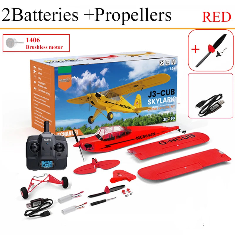 News Park10 J3-CUB RC Airplane RTF EPP RC 1406 Brushless Motor WLtoys A160 Upgrad 3D/6G System 650mm Wingspan Kit For Adult Gift