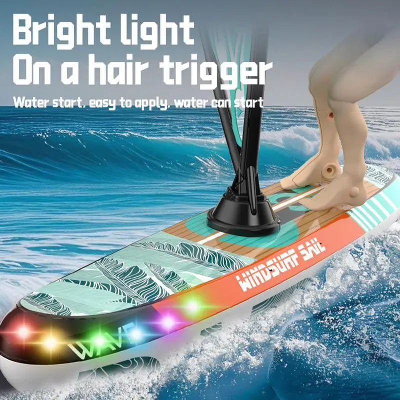 Rc Boat 2.4Ghz Remote Control Sailboats Swing Doll Surfboard Waterproof Pool Sailing Game With Led Lights Beach Toys For Kids